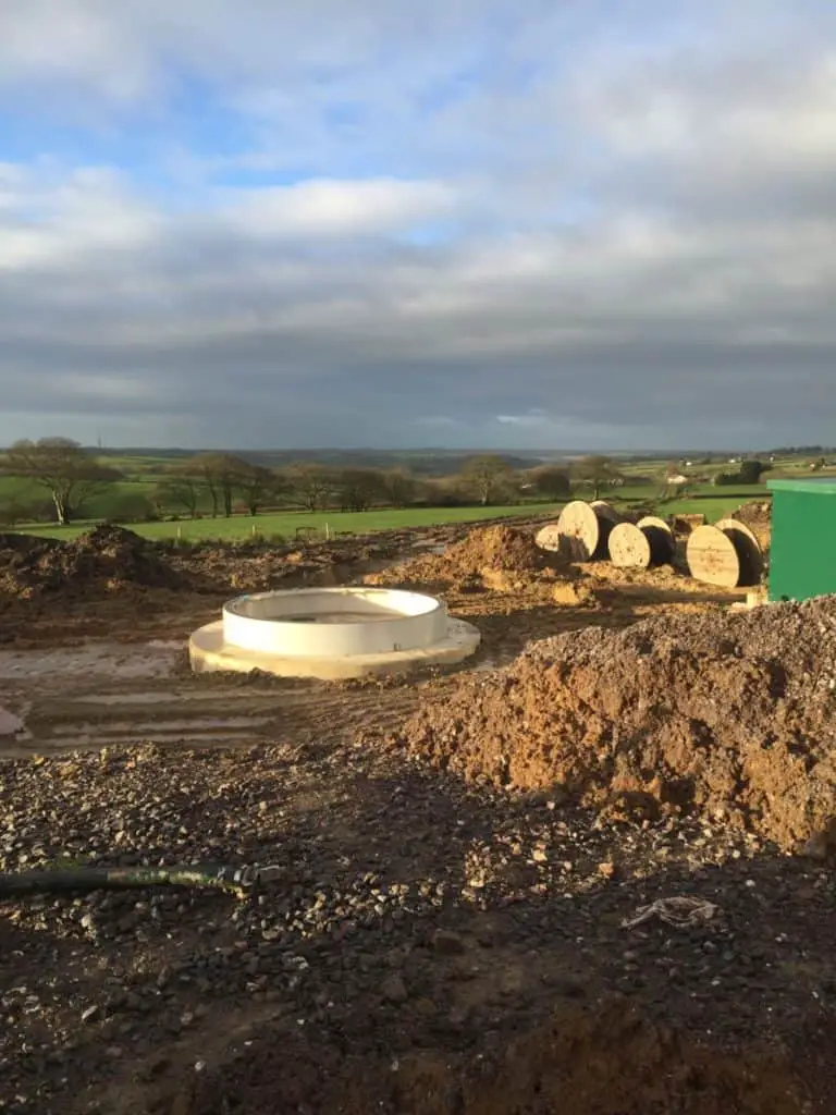 Getting ready to pull in cables on a wet and muddy wind farm