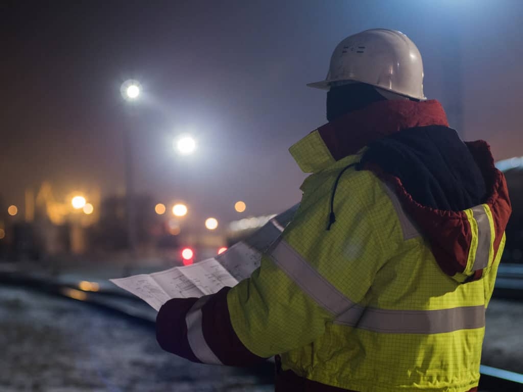 Industrial electrician ready to start a night shift