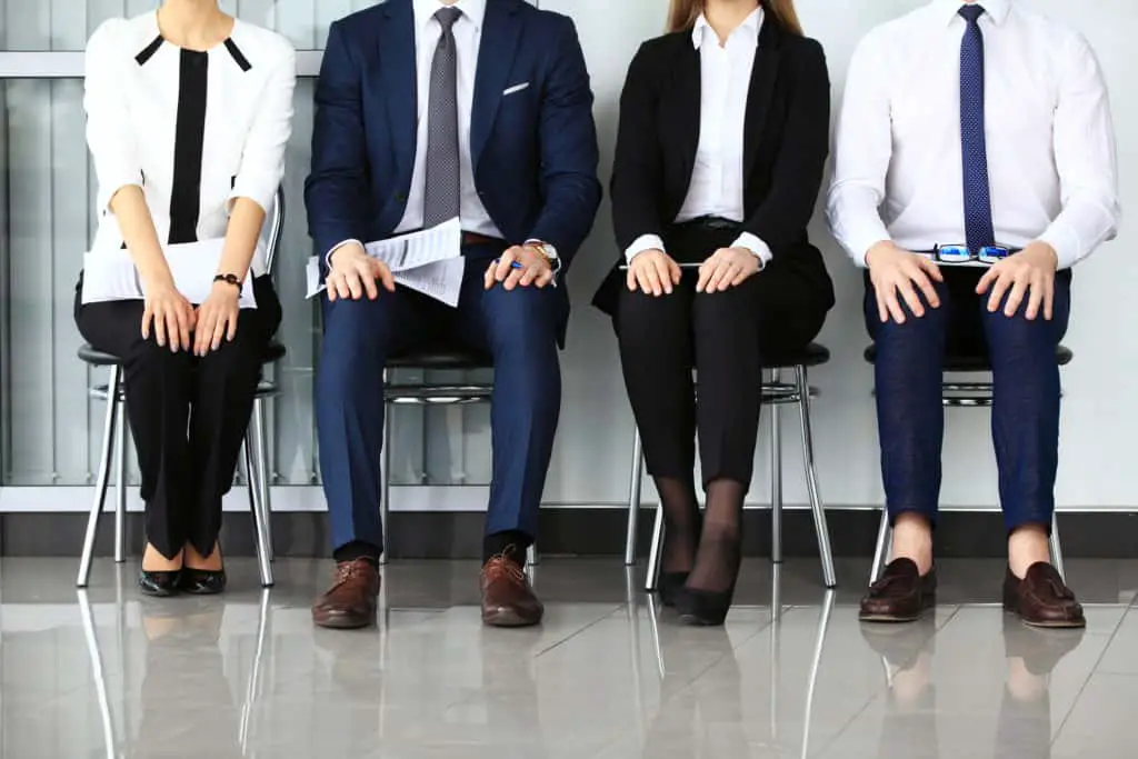 Apprentices waiting in line for their interviews