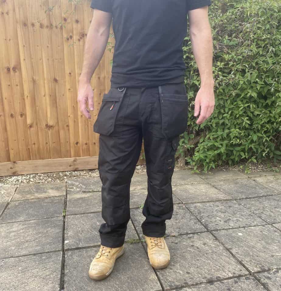 Work Trousers Men Multi Pockets Work Utility & Safety Trousers with Holster  and Knee Pad Pockets Ideal Work Pant for Site Work Builders Electricians  Gardening Workwear Trouser Men, Black, 30W / 34L: